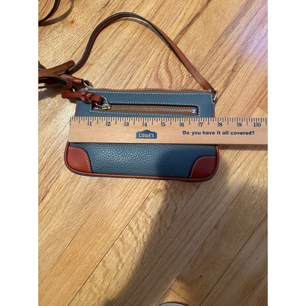Dooney Bourke Pebble Grain Leather Crossbody Bag Gray Cognac Trim Small - Picture 6 of 7